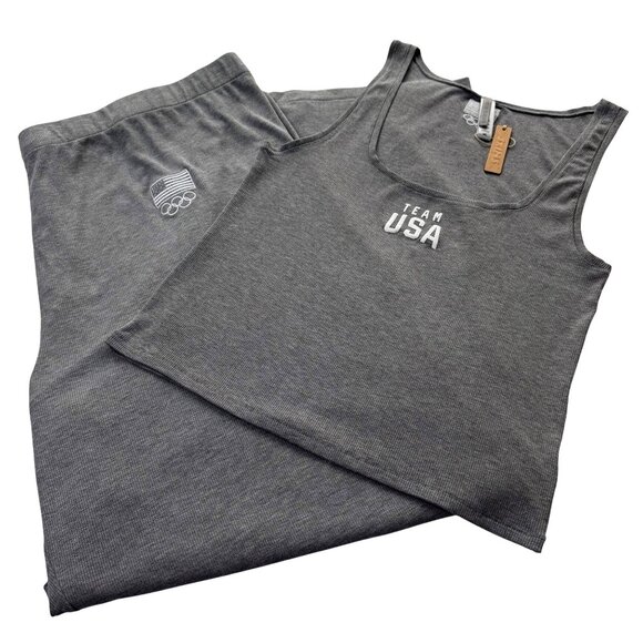 SKIMS Soft Lounge Tank Top + Pants Set Team USA Heather Gray 4X - Picture 2 of 14
